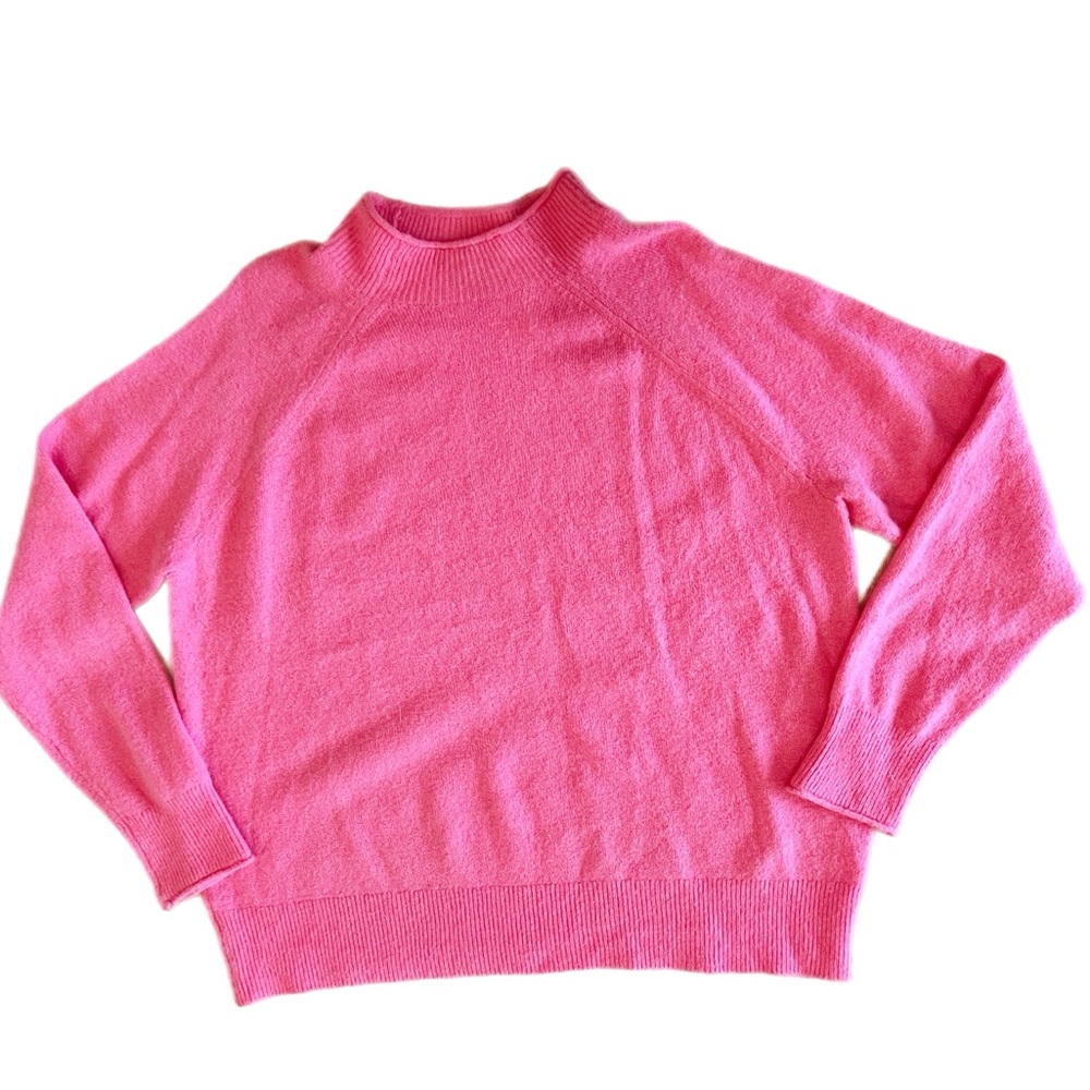 J crew roll neck super soft wool alpaca blend pink sweater size large - Picture 2 of 5